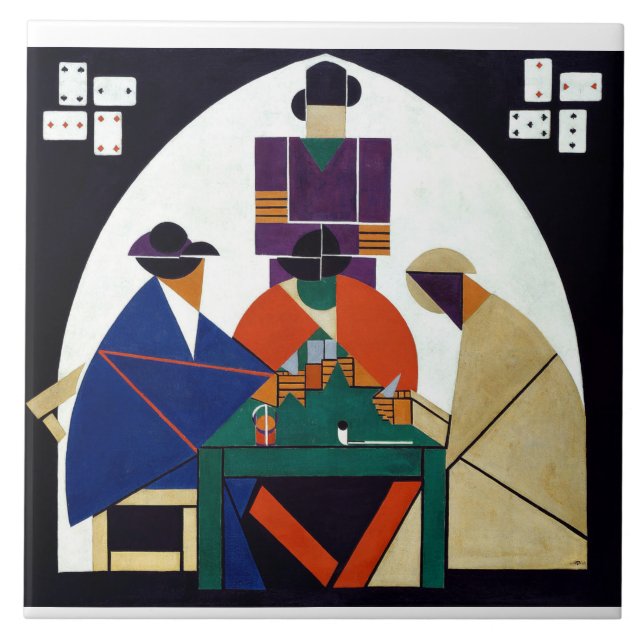 Theo van Doesburg - Kortspelare Kakelplatta (Framsidan)