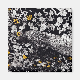 Theo Van Hoytema Retro Peacock Clip Art Black och Magnet