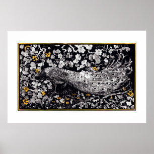Theo Van Hoytema Retro Peacock Clip Art Black och Poster