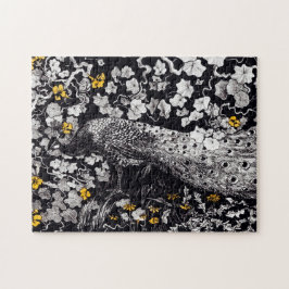 Theo Van Hoytema Retro Peacock Clip Art Black och Pussel