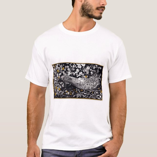 Theo Van Hoytema Retro Peacock Clip Art Black och T Shirt (Framsida)