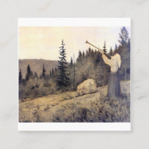 Theodor Kittelsen - Op under Fjeldet Toner en Lur Fyrkantigt Visitkort