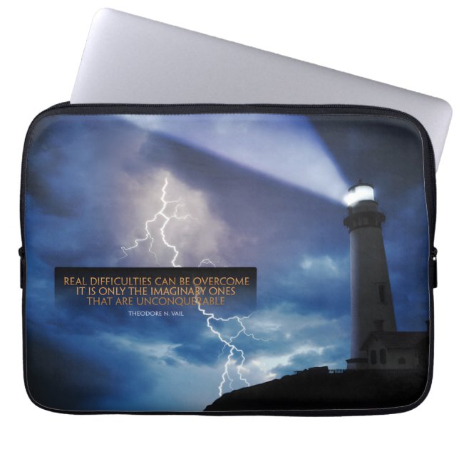 Theodore N. Vail Inspirational Quote "Overcome" Laptop Fodral (Framsidan)