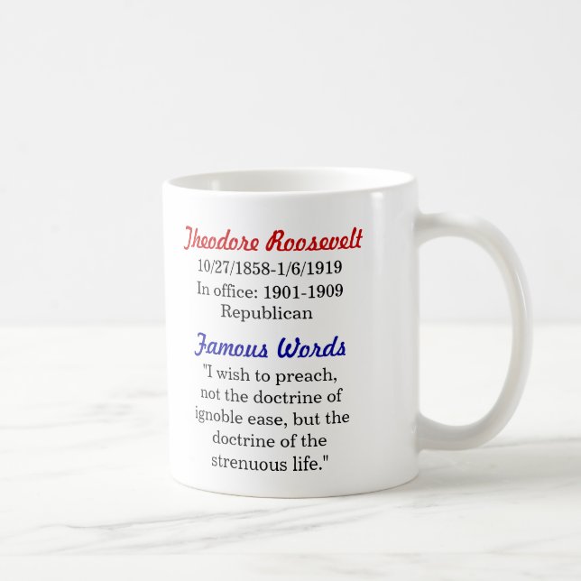 Theodore Roosevelt citationsteckenmugg Kaffemugg (Höger)