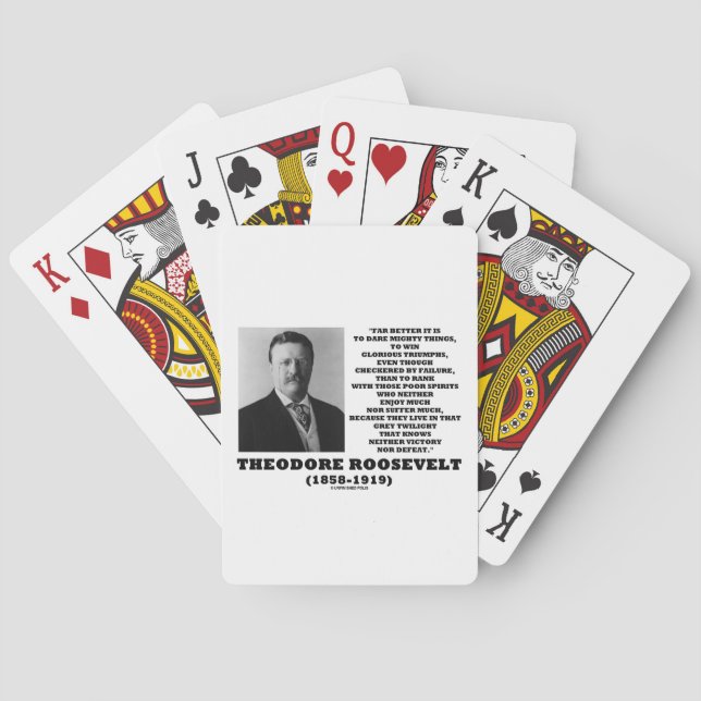 Theodore Roosevelt Dare Mighty Sak Quote Spelkort (Baksidan)