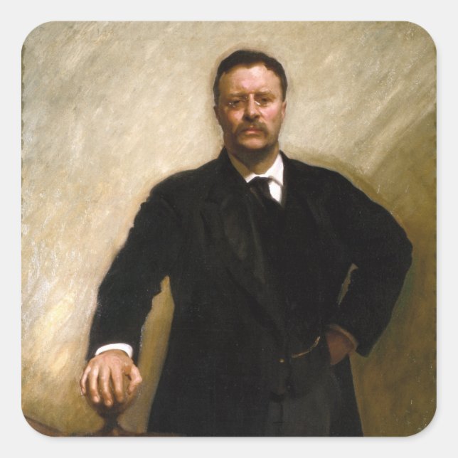 Theodore Roosevelt Fyrkantigt Klistermärke (Framsida)