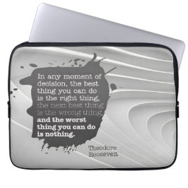Theodore Roosevelt inspirational Quote "Decision" Laptop Fodral