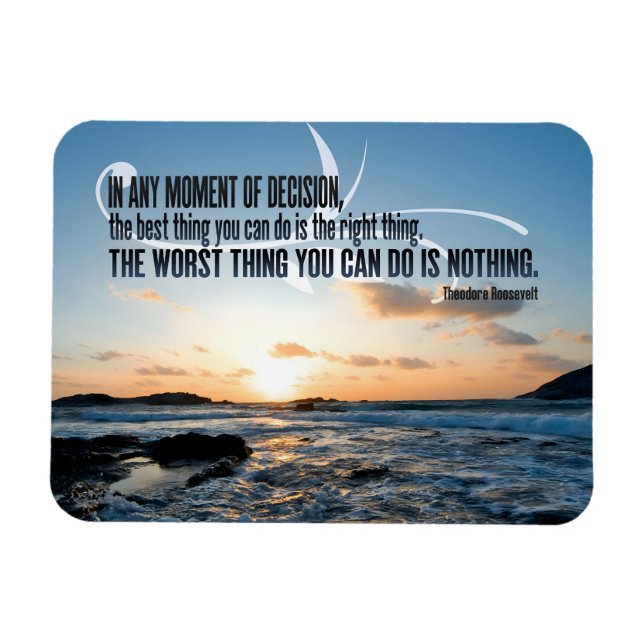 Theodore Roosevelt inspirational Quote "Decision" Magnet (Horisontell)