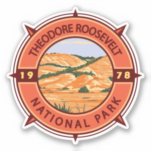 Theodore Roosevelt National Park Retro Compass Klistermärken