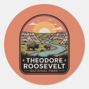 Theodore Roosevelt Nationalpark Bison-märke Runt Klistermärke