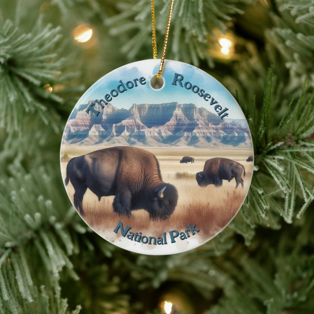 Theodore Roosevelt nationalpark Bison Souvenir Julgransprydnad Keramik (Träd)