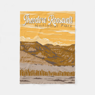 Theodore Roosevelt nationalpark Illustration Art Fleecefilt
