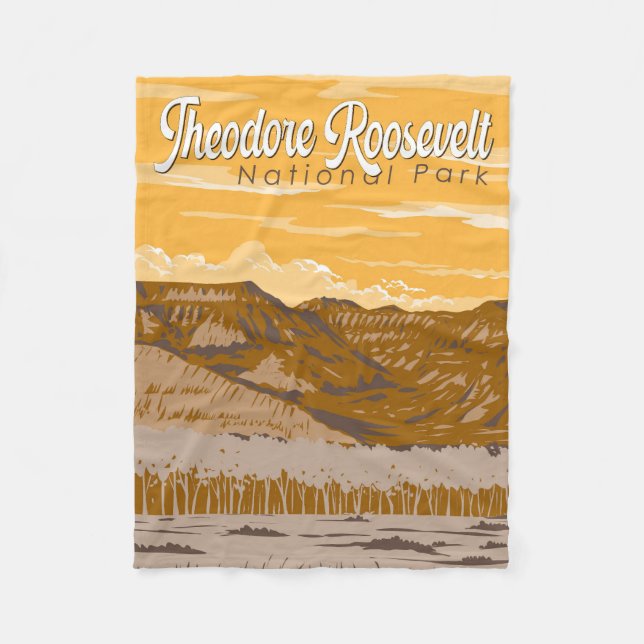 Theodore Roosevelt nationalpark Illustration Art Fleecefilt (Framsidan)