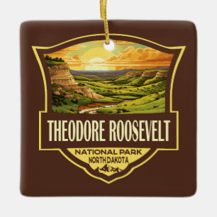 Theodore Roosevelt nationalpark Illustration Art Julgransprydnad Keramik