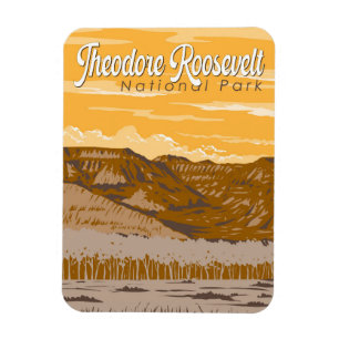 Theodore Roosevelt nationalpark Illustration Art Magnet