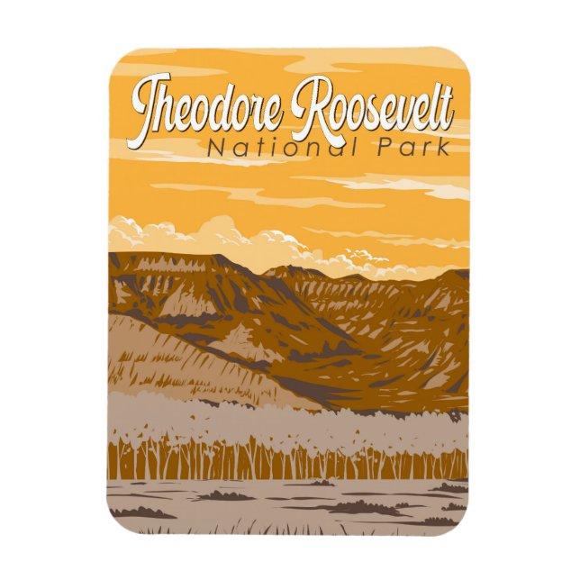 Theodore Roosevelt nationalpark Illustration Art Magnet (Vertikal)