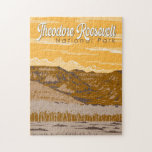 Theodore Roosevelt nationalpark Illustration Art Pussel<br><div class="desc">Konstruktion av vektorbilder i Theodore Roosevelt. Parken är en amerikansk nationalpark som består av tre geografiskt åtskilda områden av badland i westerna North Dakota.</div>