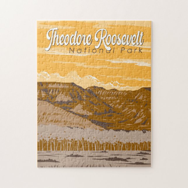 Theodore Roosevelt nationalpark Illustration Art Pussel (Vertikal)