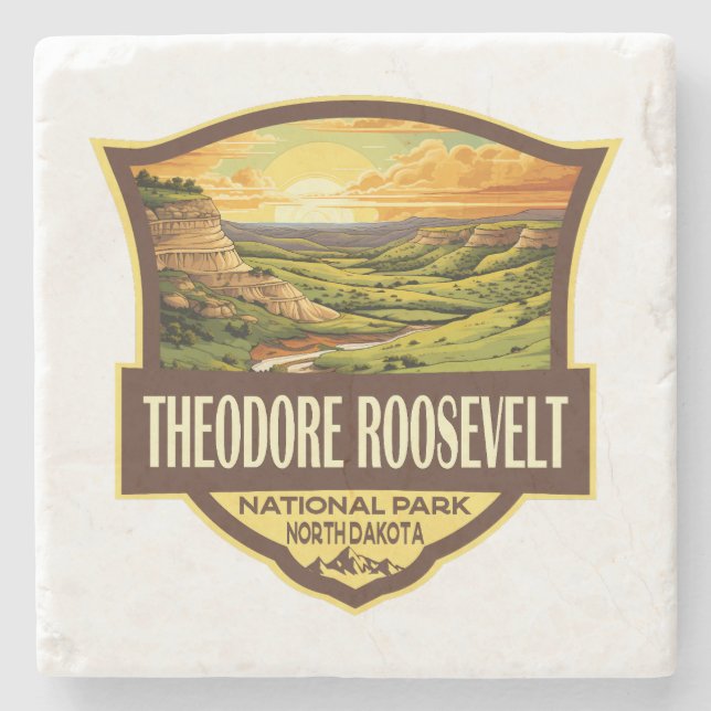 Theodore Roosevelt nationalpark Illustration Art Stenunderlägg (Framsidan)
