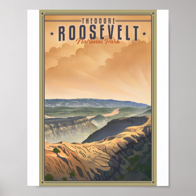 Theodore Roosevelt nationalpark Litho Artwork Poster (Framsidan)