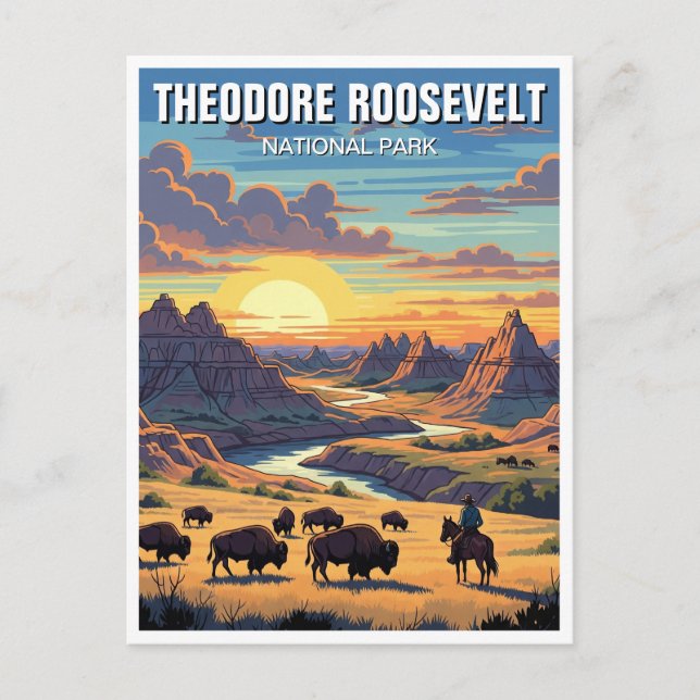 Theodore Roosevelt nationalpark North Dakota Vykort (Framsida)