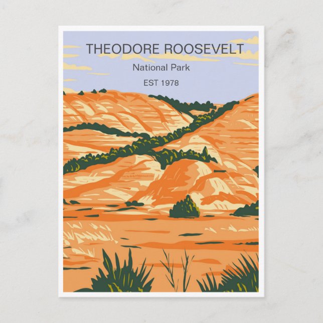Theodore Roosevelt nationalpark North Dakota Vykort (Framsida)