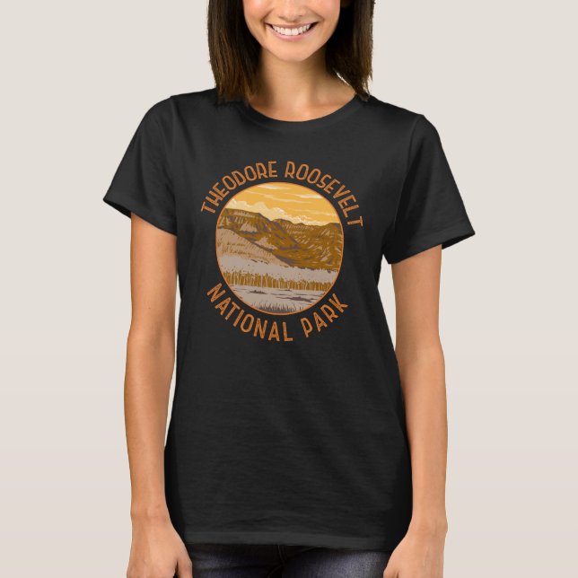Theodore Roosevelt nationalpark Retro Distress T Shirt (Framsida)