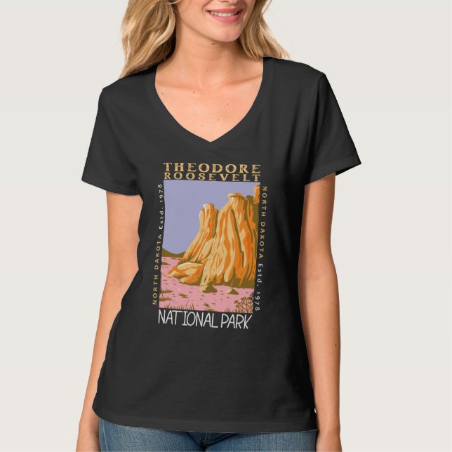 Theodore Roosevelt nationalpark Retro Distress T Shirt (Framsida)