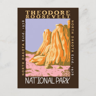 Theodore Roosevelt nationalpark Retro Distress Vykort