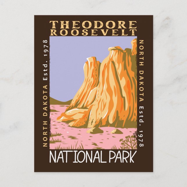 Theodore Roosevelt nationalpark Retro Distress Vykort (Framsida)