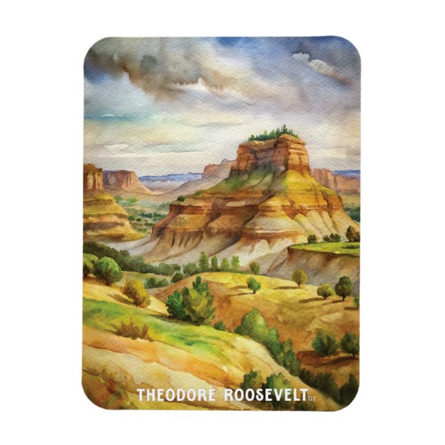 Theodore Roosevelt nationalpark Watercolor Magnet (Vertikal)