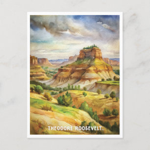 Theodore Roosevelt nationalpark Watercolor Vykort