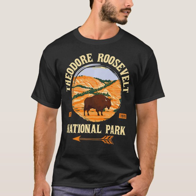 Theodore Roosevelt North Dakota US National Park V T Shirt (Framsida)
