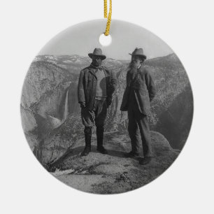 Theodore Roosevelt och John Muir på glaciären Julgransprydnad Keramik