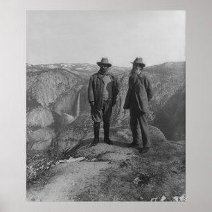 Theodore Roosevelt och John Muir på glaciären Poster
