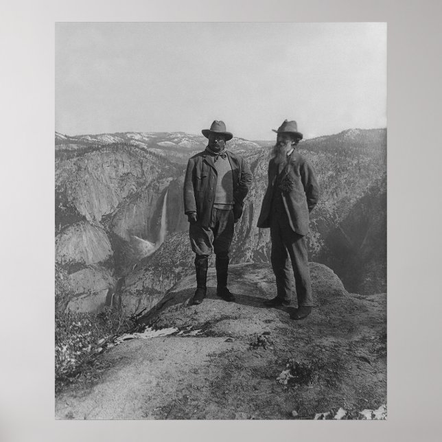 Theodore Roosevelt och John Muir på Glacier Point Poster (Framsidan)