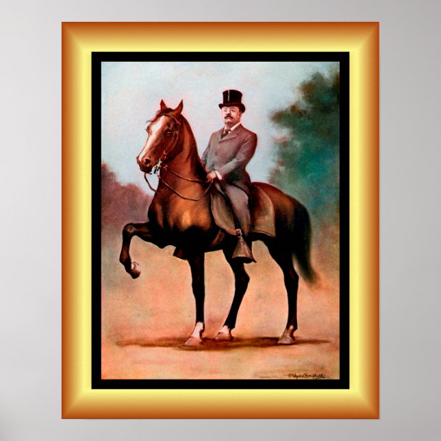 Theodore Roosevelt on Horseback ~ (1858-1919) Poster (Framsidan)