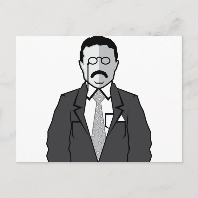 Theodore Roosevelt tecknad Vykort (Framsida)