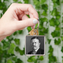 Theodore Roosevelt Teddy President Republican Fyrkantig Silverfärgad Nyckelring