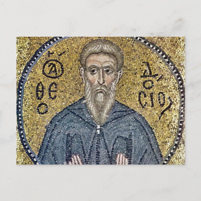 Theodosius, Cenobiarch Byzantine Mosaic Icon Vykort (Framsida)