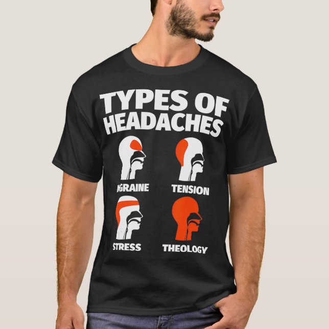 Theology Roliga meningar Headache Meme T Shirt (Framsida)