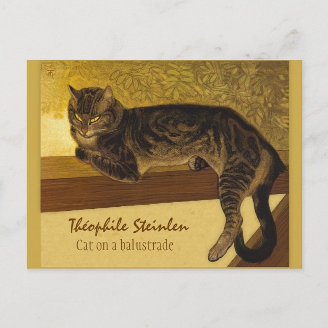 Théophile Steinlen Cat på en balustrade 1909 Vykort (Framsida)