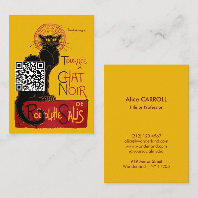 Theophile Steinlen - Le Chat Noir - QR-kod Visitkort (Fram/baksida)