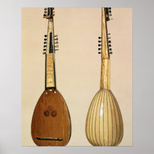 Theorbo, gjord av Giovanni Krebar, Padua, 1629, fr Poster