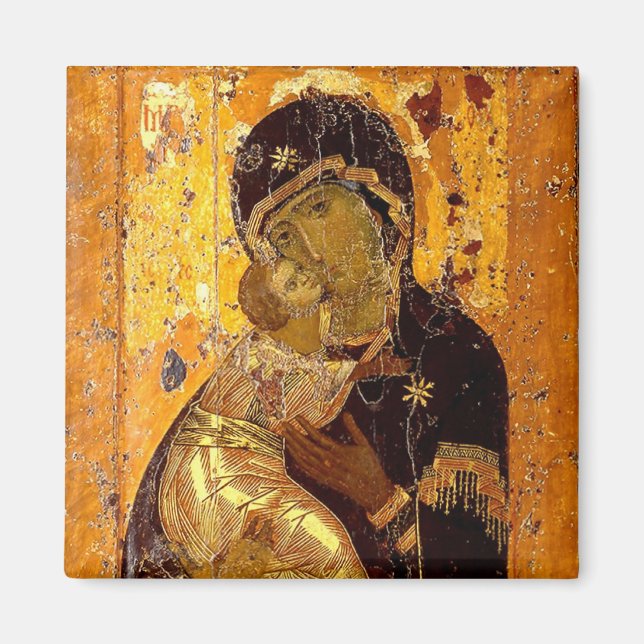 Theotokos från Vladimir Orthodox Christian Icon Magnet (Framsidan)