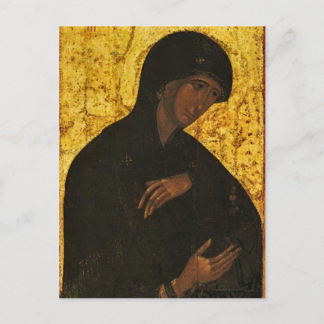 Theotokos från Vysotsky Chin Orthodox Icon Vykort (Framsida)