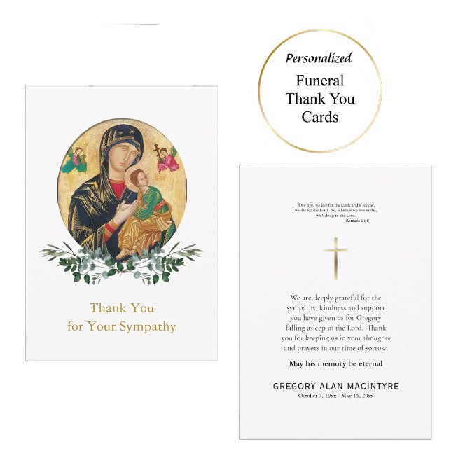 Theotokos Kristus Child Orthodox Christian Funeral Tack Kort (Skapare uppladdad)
