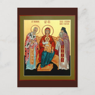 Theotokos med St Nicholas och Blsed Seraphim Vykort