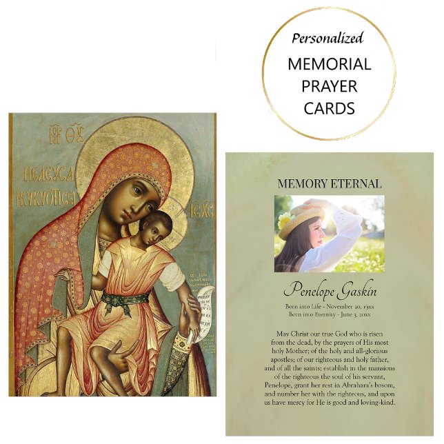 Theotokos och Baby Jesus ortodox-begravningskort Placeringskort (Skapare uppladdad)