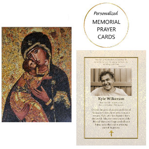Theotokos och Child Kristus Funeral Prayer Card Placeringskort